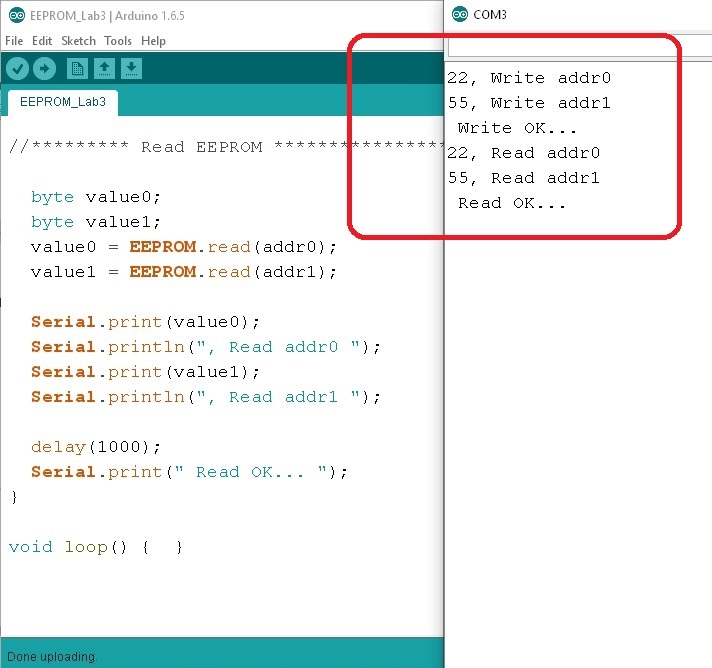 Writing and Reading the EEPROM for Arduino UNO