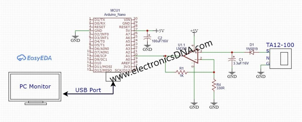 Arduino Current Transformer for TA12-100 AC Current Sensor