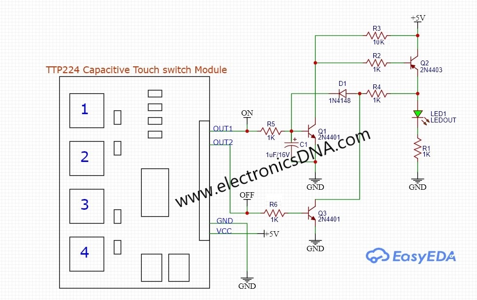 TTP224 Capacitive Touch switch Module 4 channel