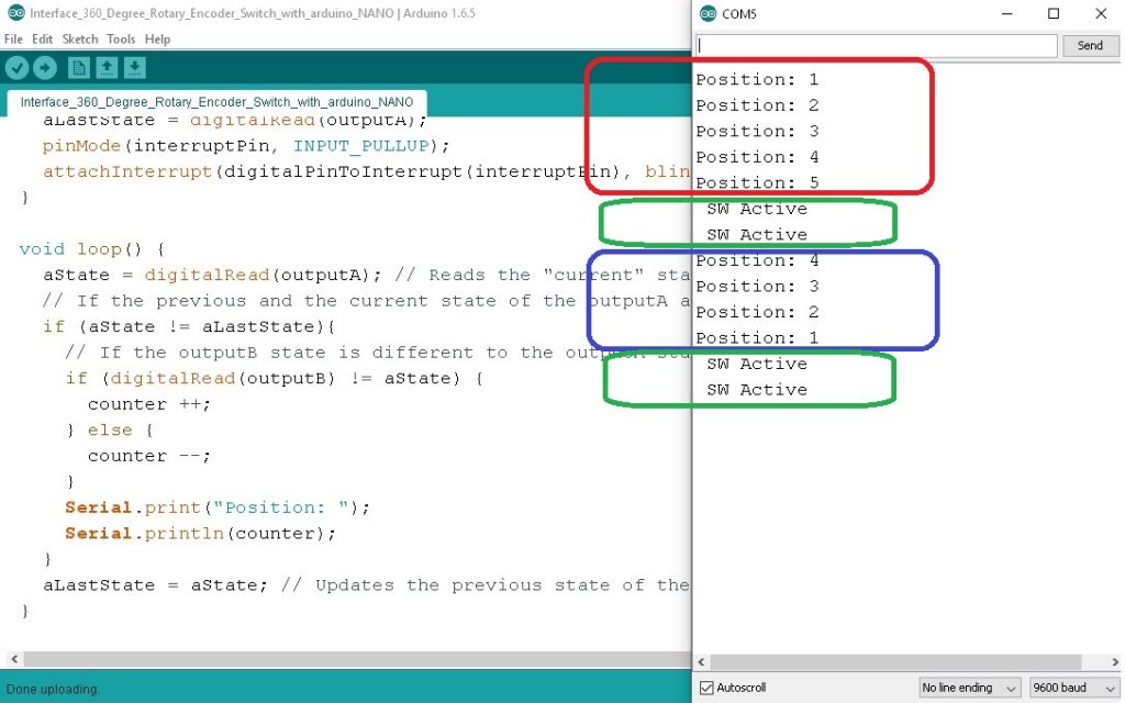 Interface 360 Degree Rotary Encoder Switch with Arduino NANO