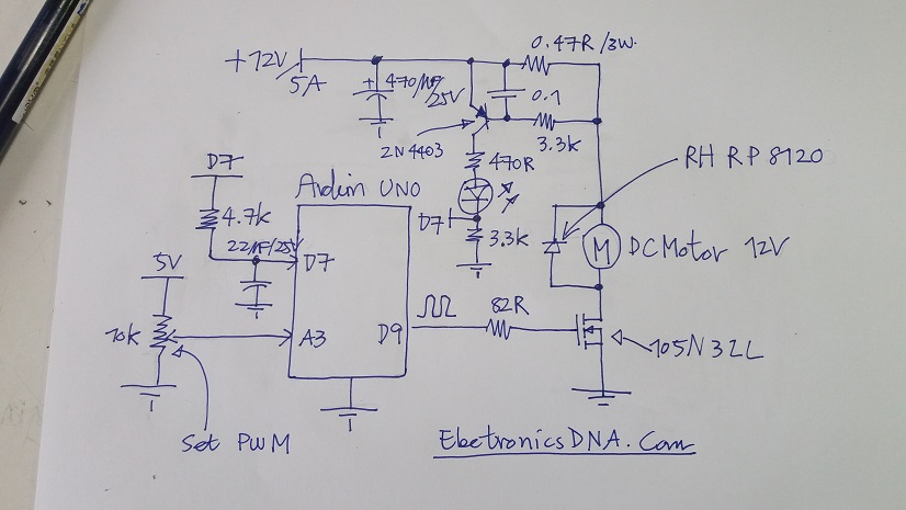 Overcurrent protection for DC motor using Analog comparator Module of Arduino UNO