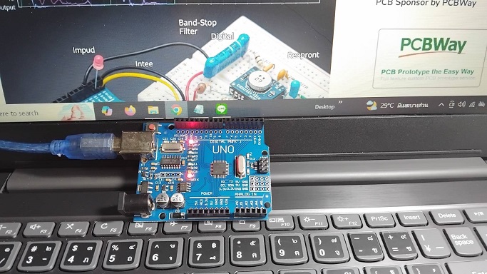 Simple Digital Band-Stop Filter by using Arduino UNO