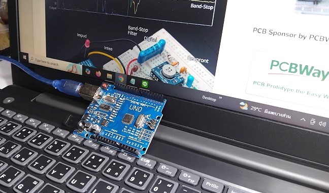Simple Digital Band-Stop Filter by using Arduino UNO