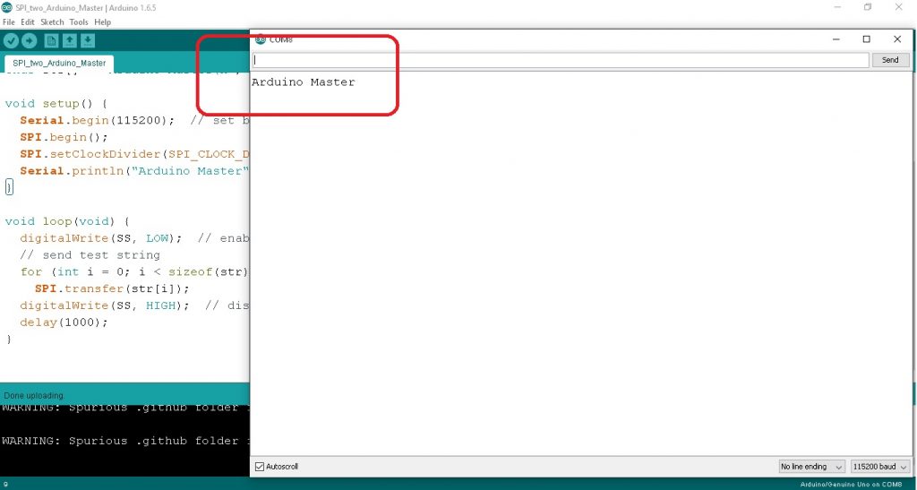 Arduino to Arduino by using SPI Communication