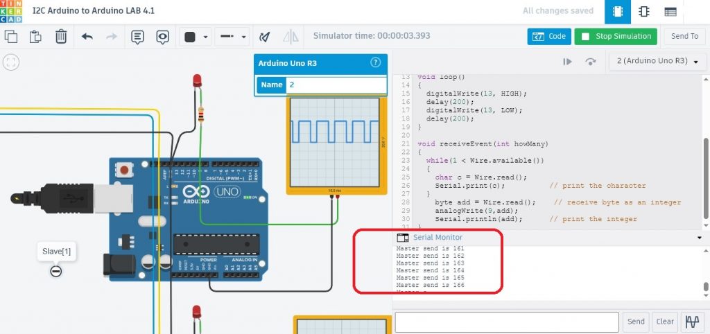 Simple I2C Communication with Arduino to Arduino Board