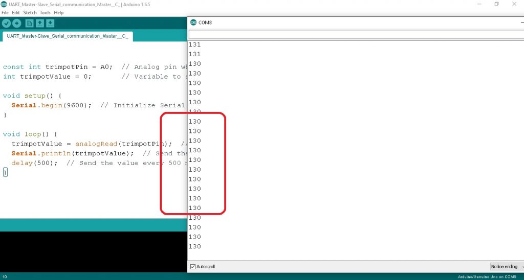 UART Master-Slave Serial Communication between two Arduino board
