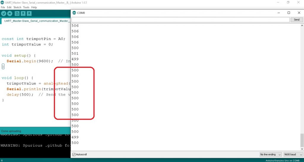 UART Master-Slave Serial Communication between two Arduino board