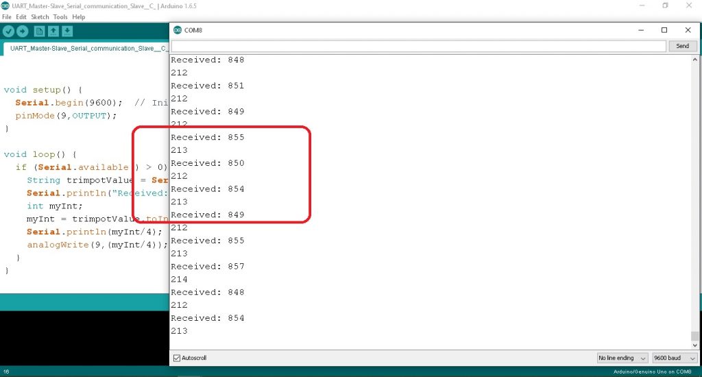 UART Master-Slave Serial Communication between two Arduino board