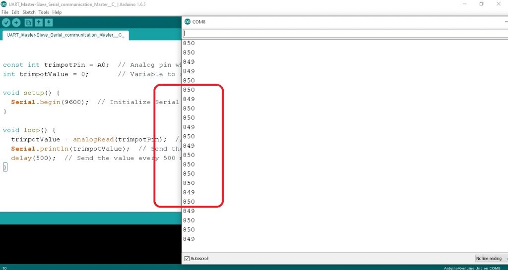 UART Master-Slave Serial Communication between two Arduino board
