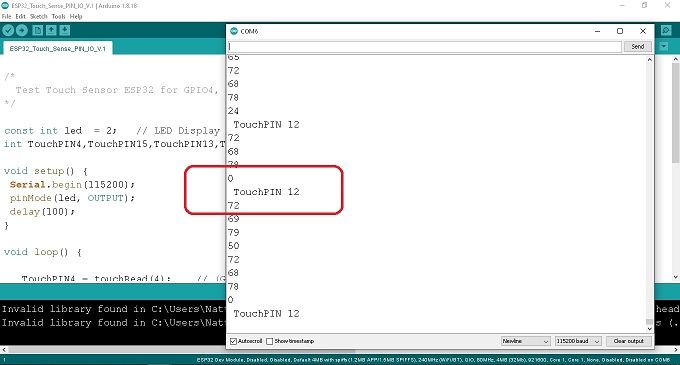 ESP32 Capacitive Touch Sensor with LED Dimmer