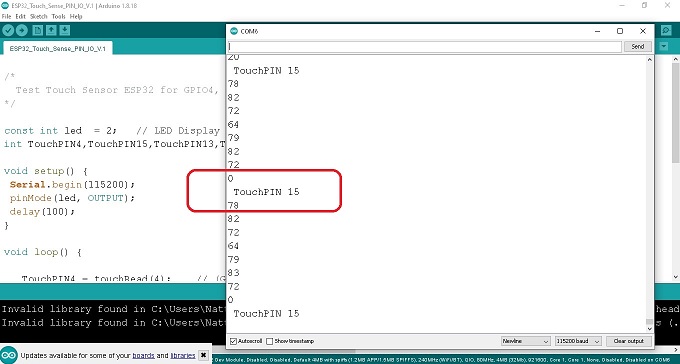 ESP32 Capacitive Touch Sensor with LED Dimmer