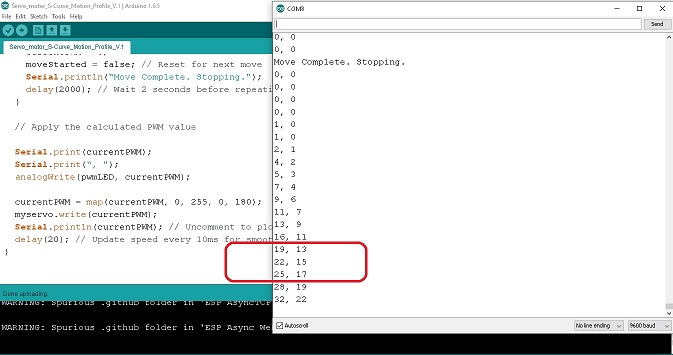 Servo motor S-Curve Motion Profile Based on Arduino UNO