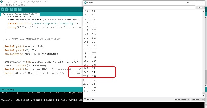 Servo motor S-Curve Motion Profile Based on Arduino UNO