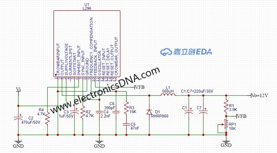 L296 High Current Stepdown Power Switching Regulator